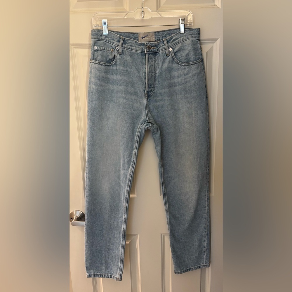 Everlane 90s Cheeky High Rise Straight Leg Jeans in Light Blue Wash, Size 29